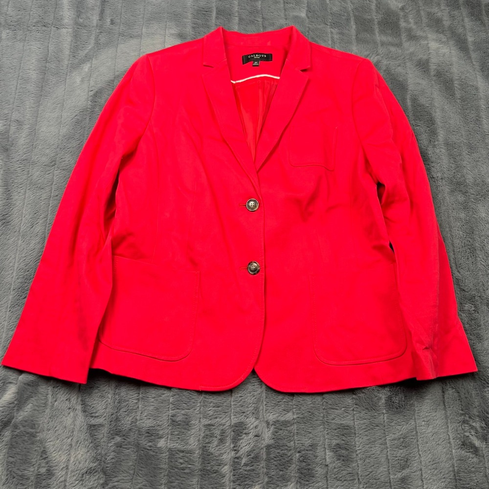 Talbots Petites Red Cotton Blend Two Button Blazer Jacket Size 16P